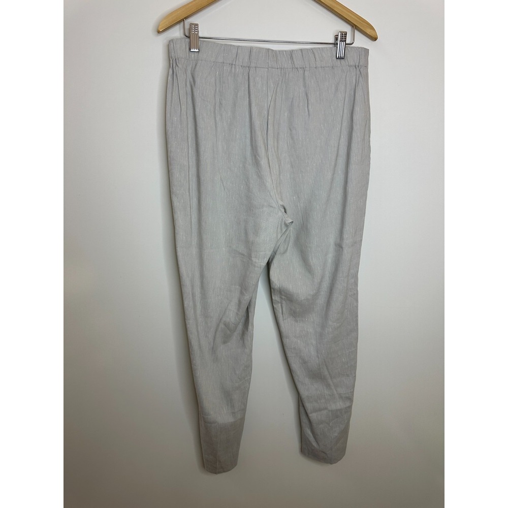 New J. Jill Button Hem Ankle Pants Zinc White Gray Linen Blend Stretch Medium - Picture 13 of 16